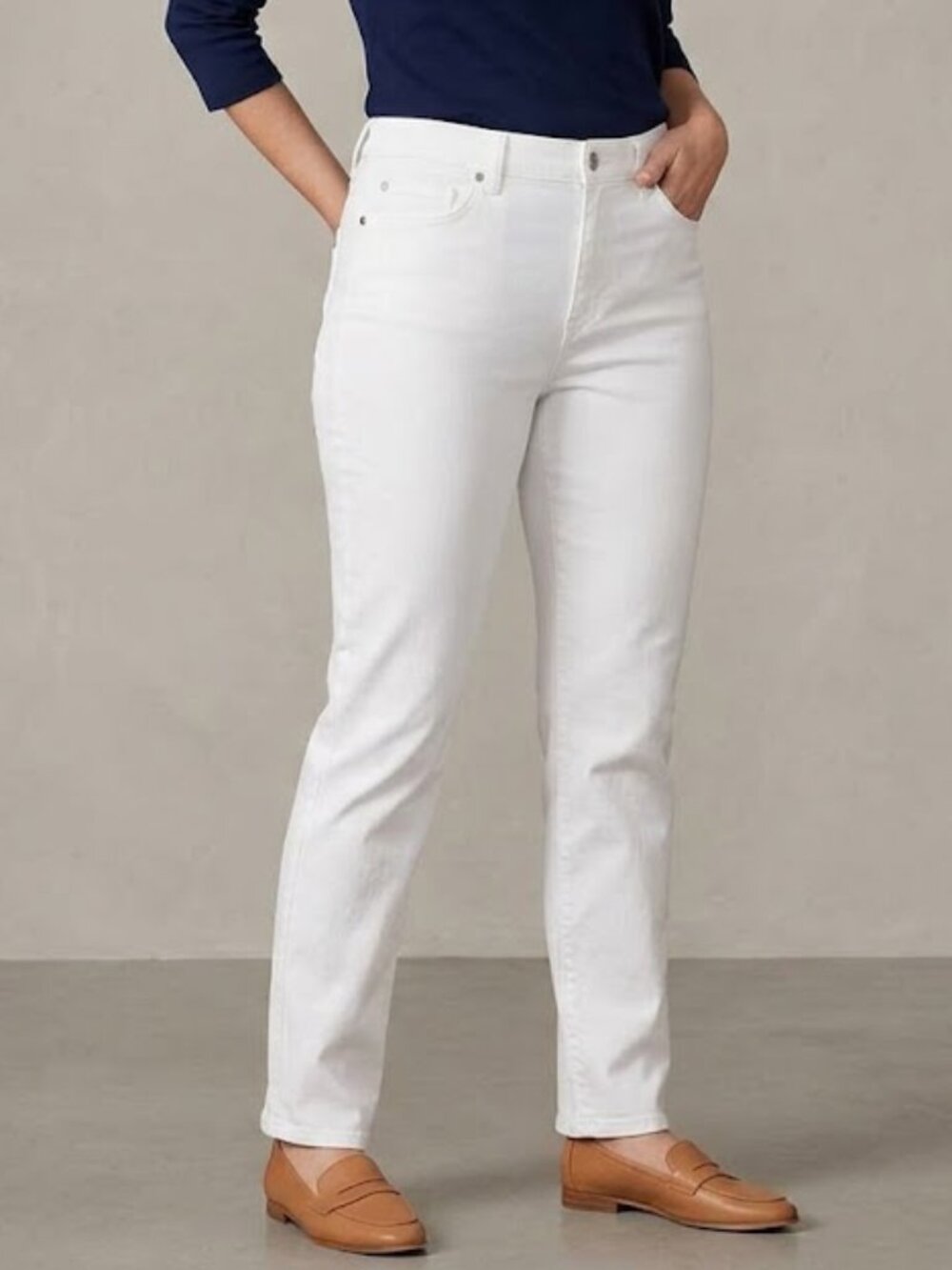 Talbots Flawless High Rise Straight Leg Jeans White Size 8 NWOT